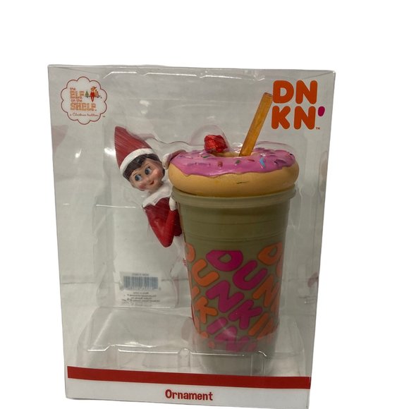 Elf On The Shelf ornament Girl With Donut Coffee Cup Iconic Logo - Picture 1 of 4